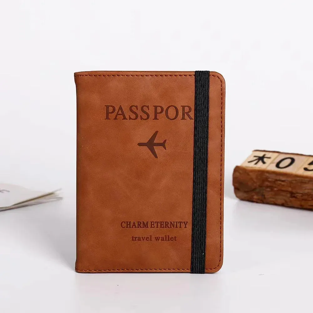 RFID Vintage Business Passport Holder – Multi-Function PU Leather Travel Wallet for Men and Women