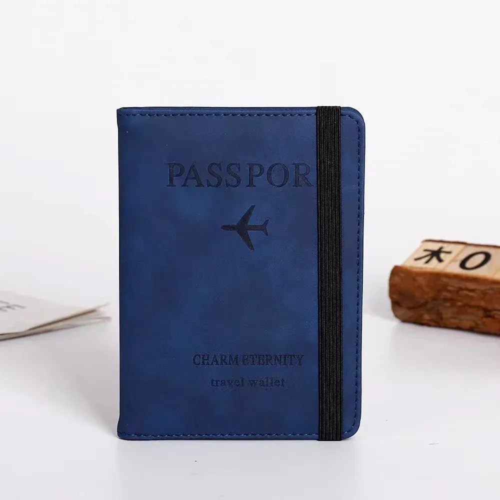 RFID Vintage Business Passport Holder – Multi-Function PU Leather Travel Wallet for Men and Women