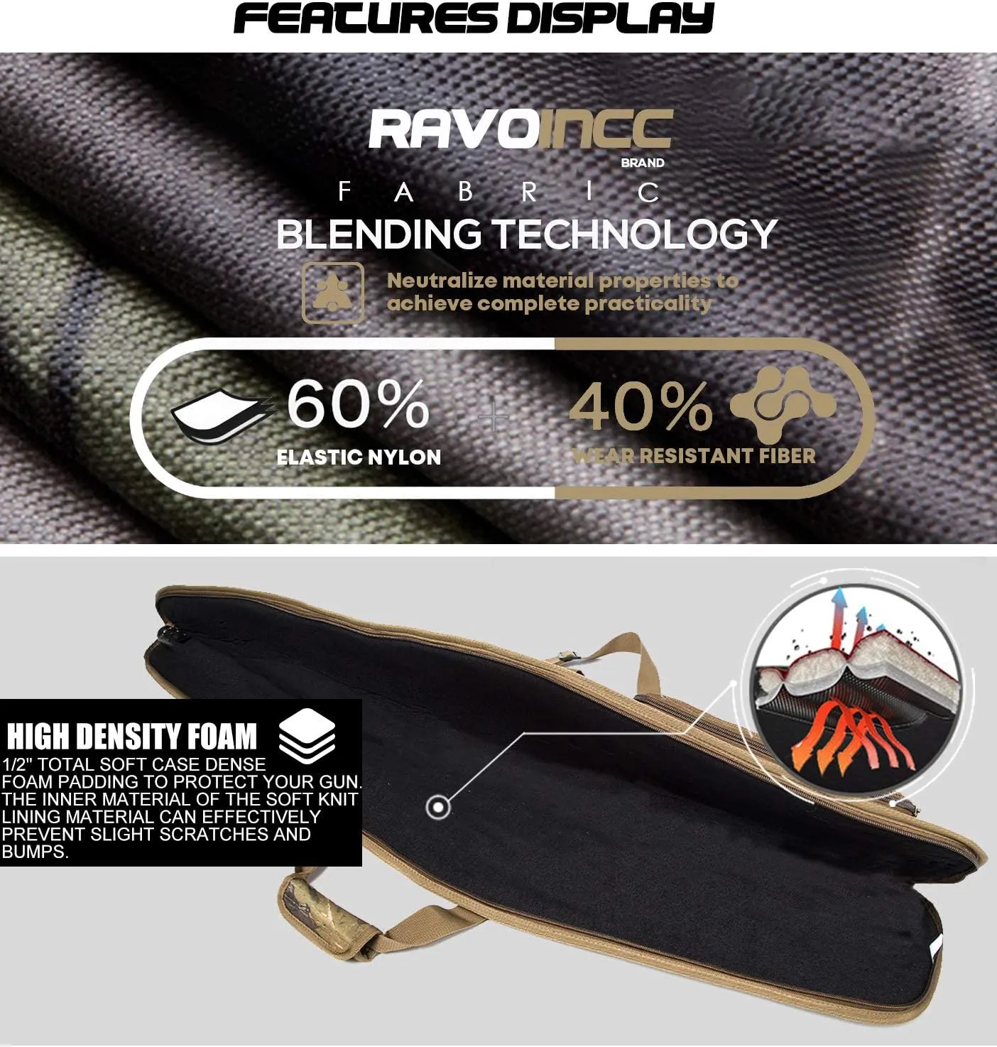 Rifle Case Soft Shotgun Cases - Water Resistant Gun Carry Bag for Scoped Rifles with 3 Accessory Pockets Adjustable Shoulder Strap Available Length in 46 52 Inch