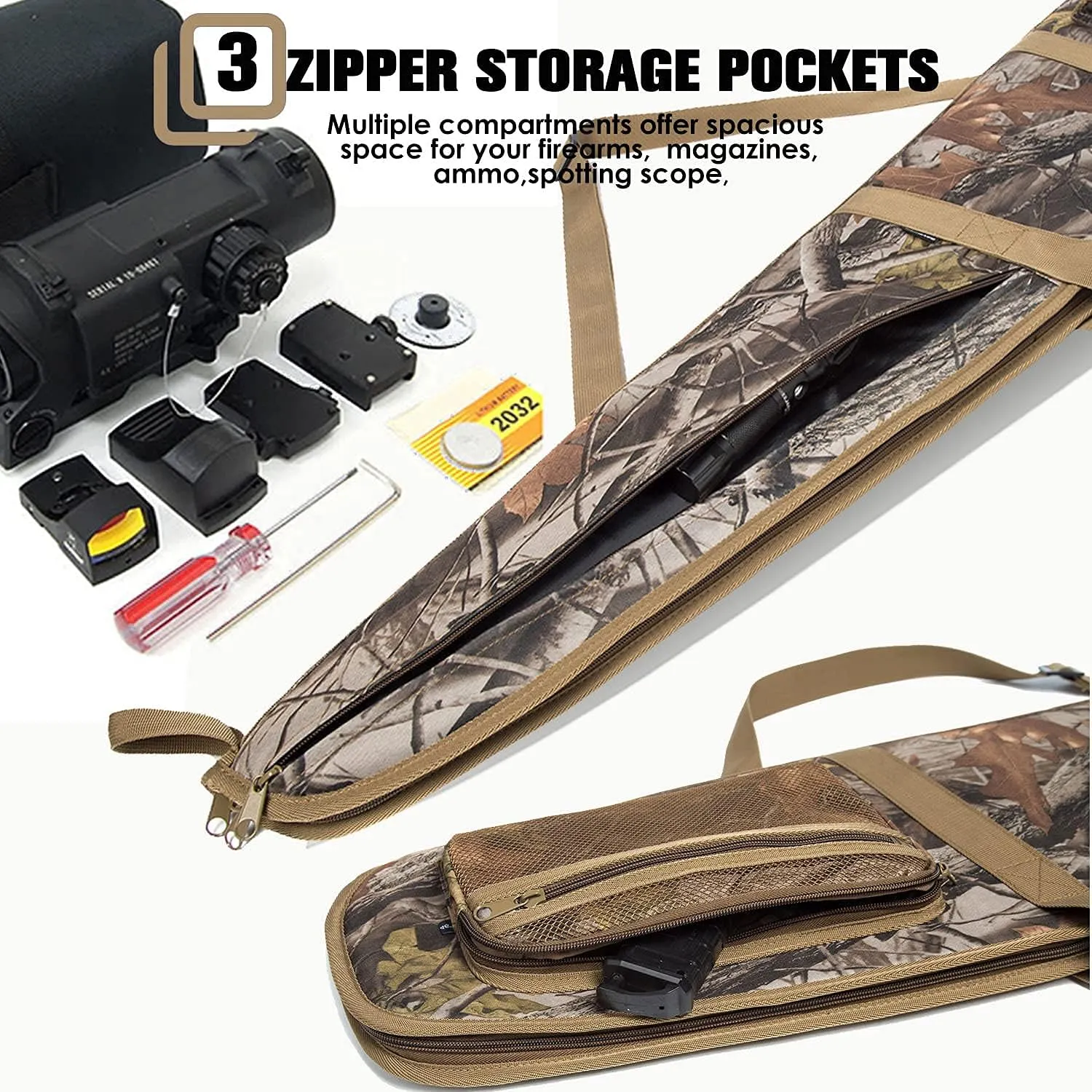 Rifle Case Soft Shotgun Cases - Water Resistant Gun Carry Bag for Scoped Rifles with 3 Accessory Pockets Adjustable Shoulder Strap Available Length in 46 52 Inch