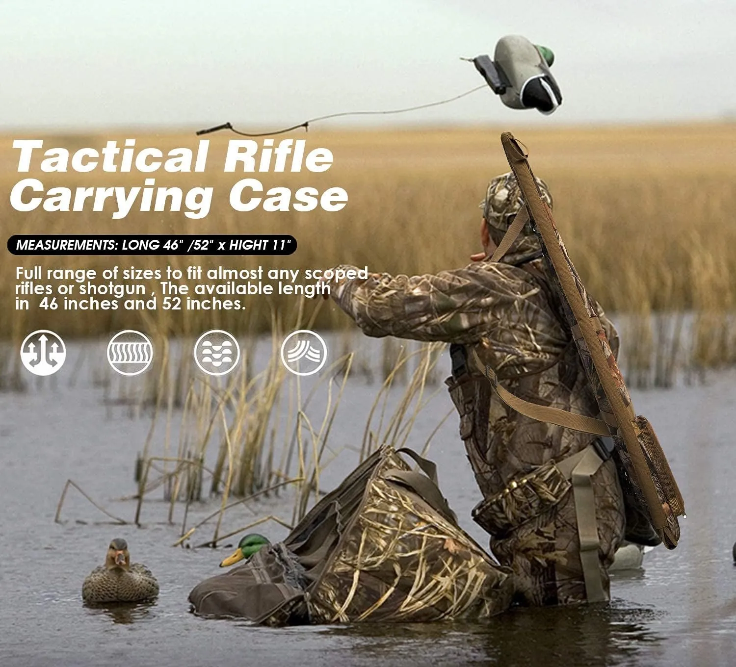 Rifle Case Soft Shotgun Cases - Water Resistant Gun Carry Bag for Scoped Rifles with 3 Accessory Pockets Adjustable Shoulder Strap Available Length in 46 52 Inch