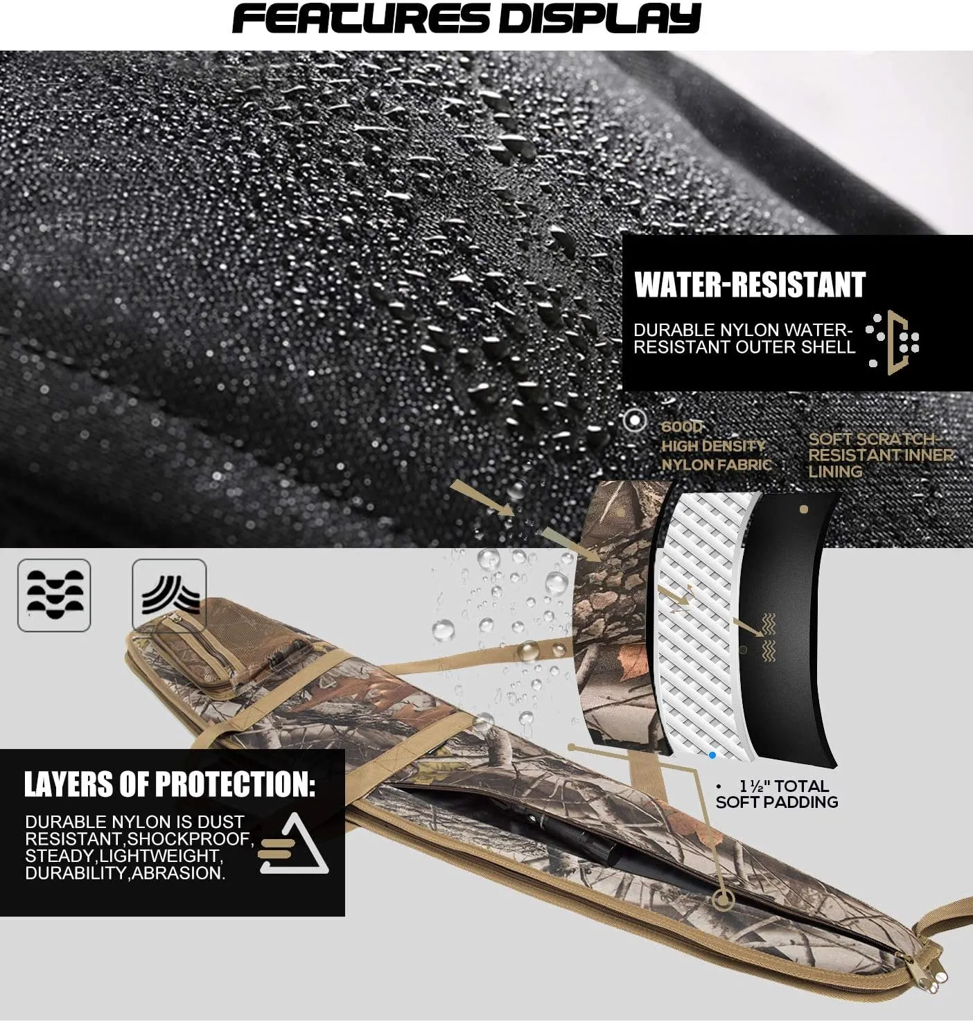 Rifle Case Soft Shotgun Cases - Water Resistant Gun Carry Bag for Scoped Rifles with 3 Accessory Pockets Adjustable Shoulder Strap Available Length in 46 52 Inch