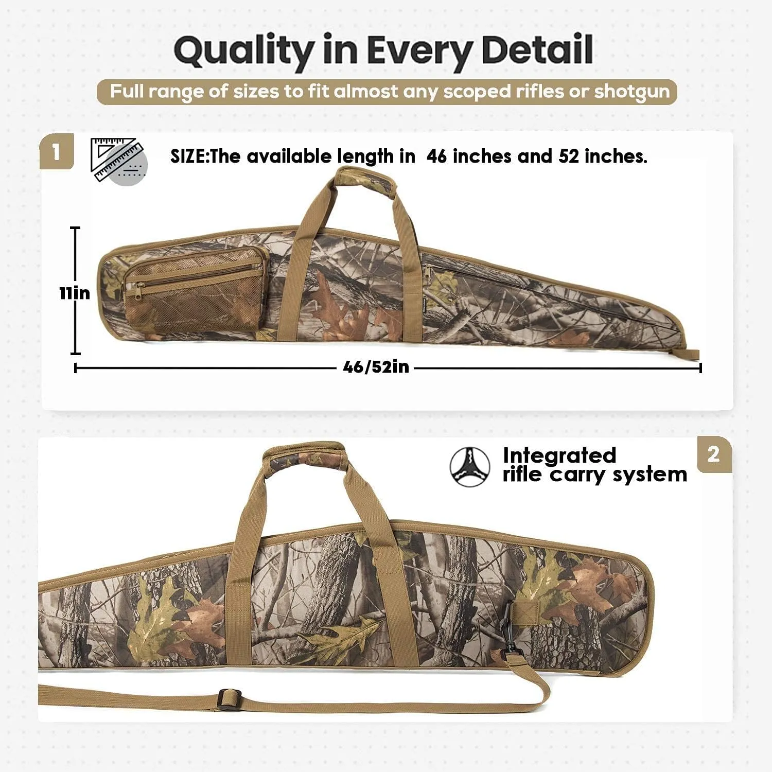 Rifle Case Soft Shotgun Cases - Water Resistant Gun Carry Bag for Scoped Rifles with 3 Accessory Pockets Adjustable Shoulder Strap Available Length in 46 52 Inch