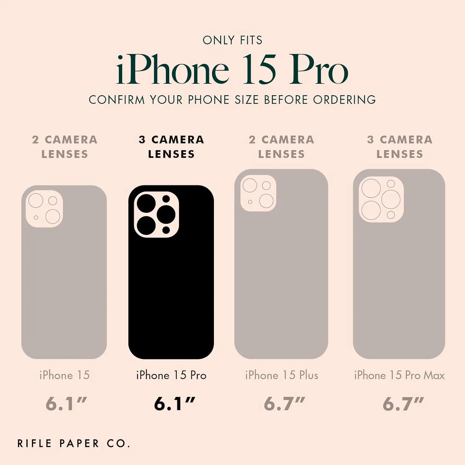Rifle Paper Co. iPhone 15 Pro Case [Compatible with MagSafe] [12ft Drop Protection] Cute iPhone Case 6.1" with Floral Pattern, Anti-Scratch Tech, Shockproof Material, Slim Fit - Margaux