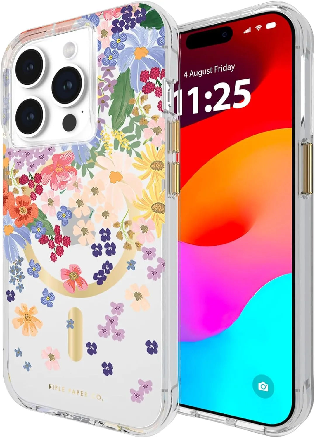 Rifle Paper Co. iPhone 15 Pro Case [Compatible with MagSafe] [12ft Drop Protection] Cute iPhone Case 6.1" with Floral Pattern, Anti-Scratch Tech, Shockproof Material, Slim Fit - Margaux