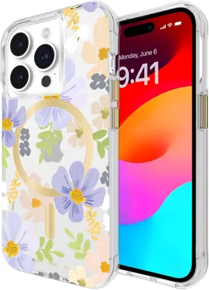 Rifle Paper Co. iPhone 15 Pro Case [Compatible with MagSafe] [12ft Drop Protection] Cute iPhone Case 6.1" with Floral Pattern, Anti-Scratch Tech, Shockproof Material, Slim Fit - Pastel Marguerite