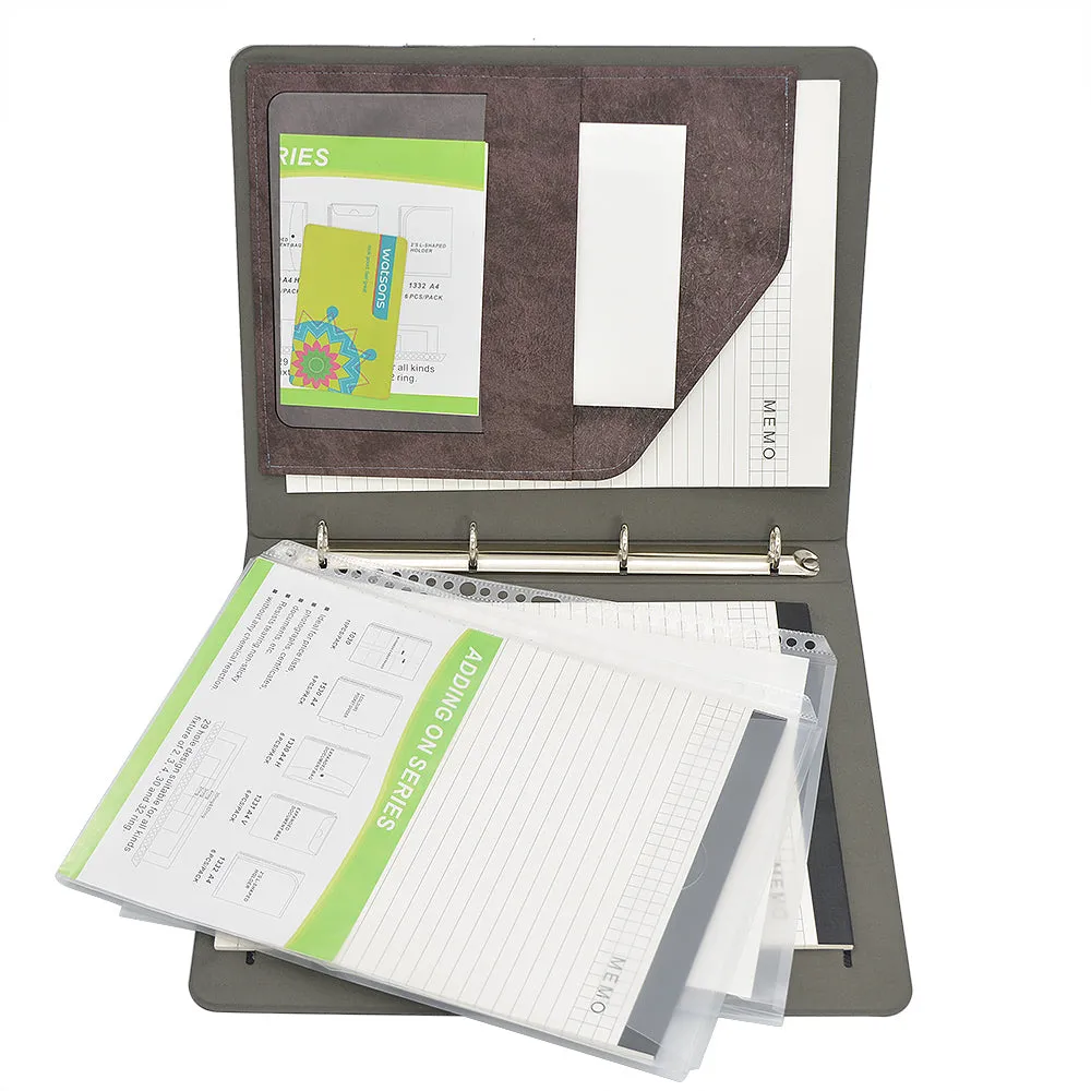 Ring Binder Padfolio with Expanded Document Bag, Organizer Business and Interview Portfolio with 4-Ring Binder