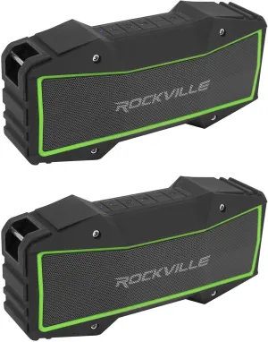 Rockville (2) Rock Everywhere Portable Bluetooth Speakers Wireless Stereo Sound