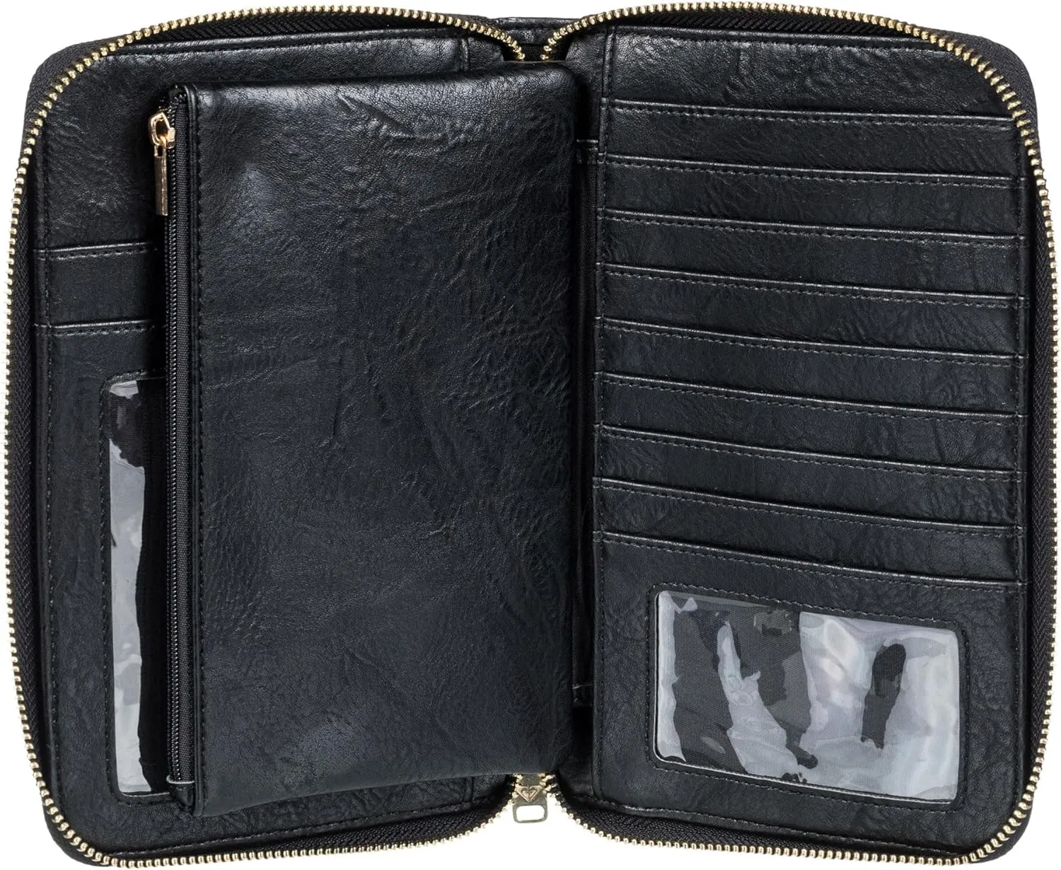 Roxy Women's Wallet | ID Window | Passport Window | Zip Closure | Card Slots | Travel | Everyday Carry | Faux Leather