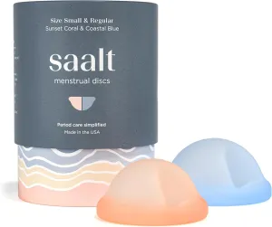 Saalt Menstrual Disc Duo - Soft, Flexible, Reusable Medical-Grade Silicone, Wear 12 Hours, Removal Notch Duo, Includes Both Sizes, Menstrual Cup | Tampon Alternative, Made in USA, Lasts 10 Years