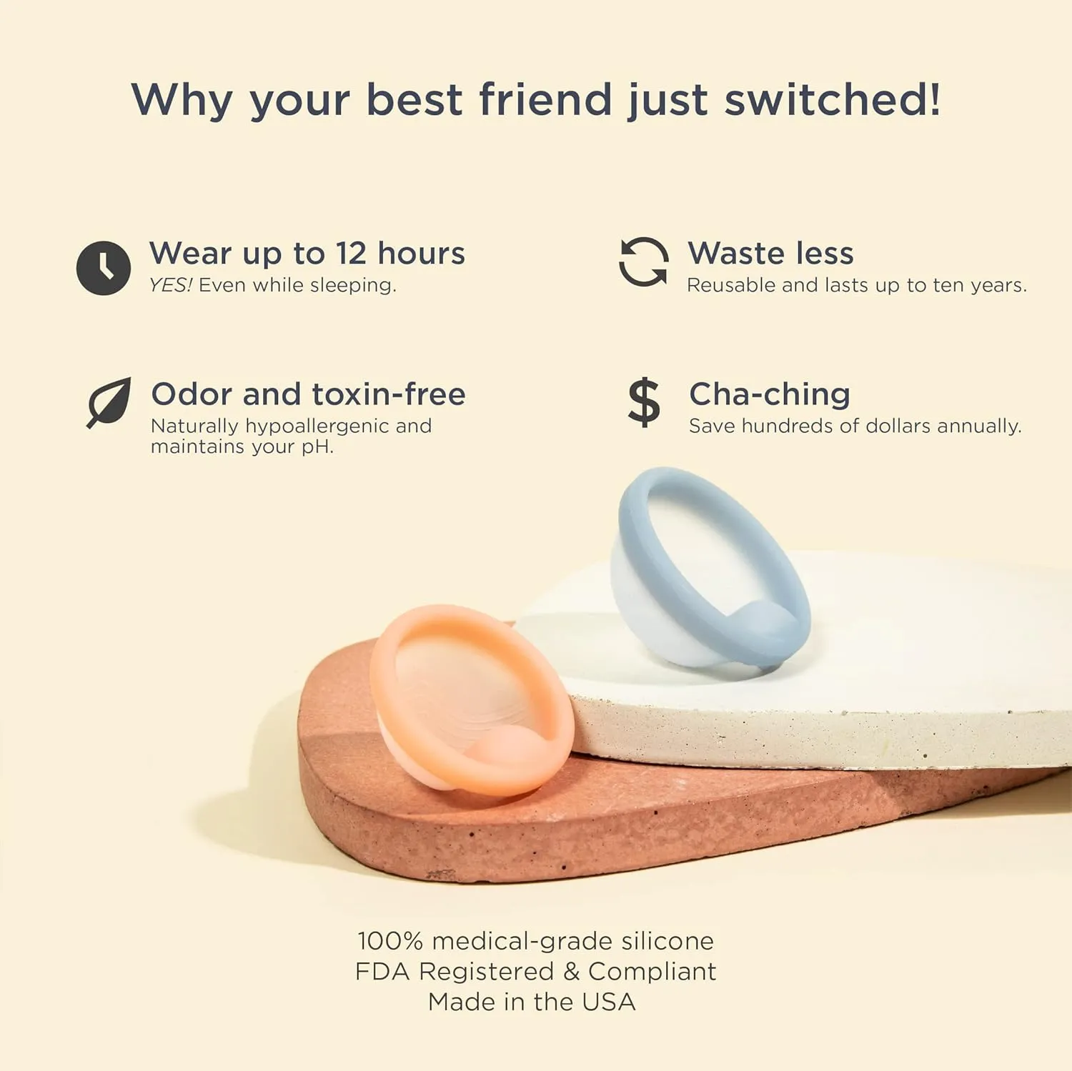 Saalt Menstrual Disc Duo - Soft, Flexible, Reusable Medical-Grade Silicone, Wear 12 Hours, Removal Notch Duo, Includes Both Sizes, Menstrual Cup | Tampon Alternative, Made in USA, Lasts 10 Years