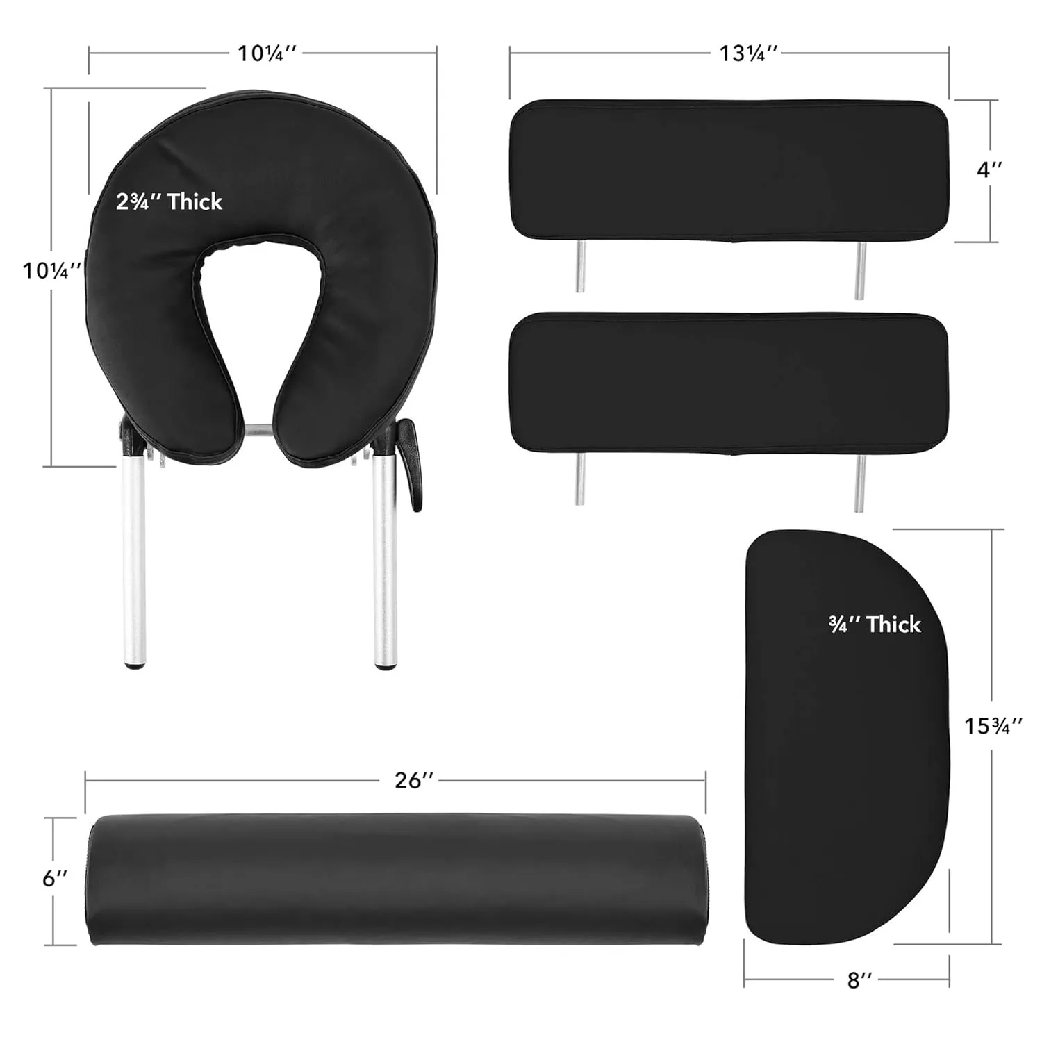 Saloniture Professional Portable Massage Table with Backrest - Black