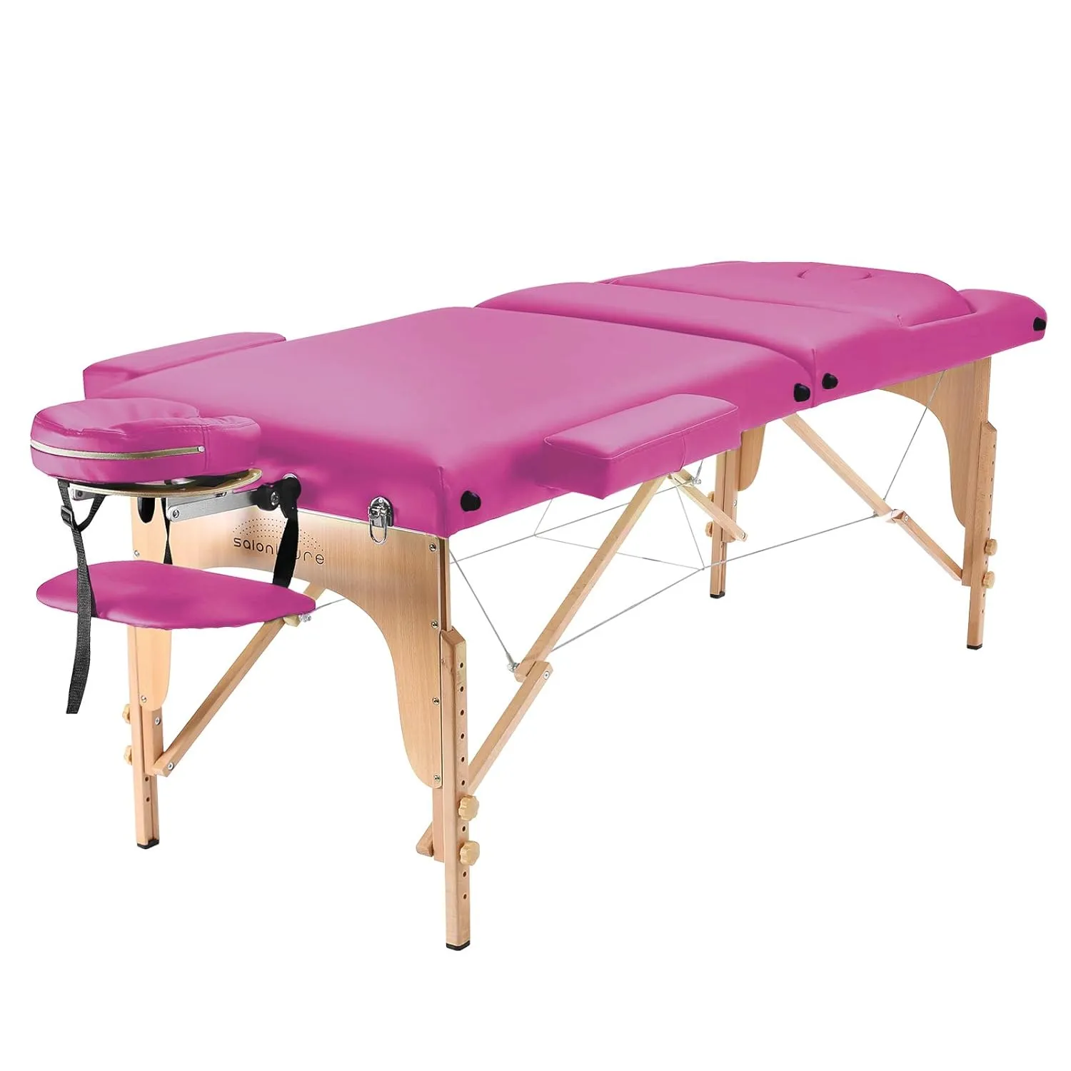 Saloniture Professional Portable Massage Table with Backrest - Hot Pink