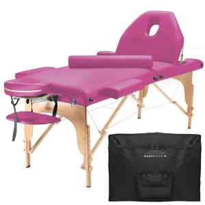 Saloniture Professional Portable Massage Table with Backrest - Hot Pink