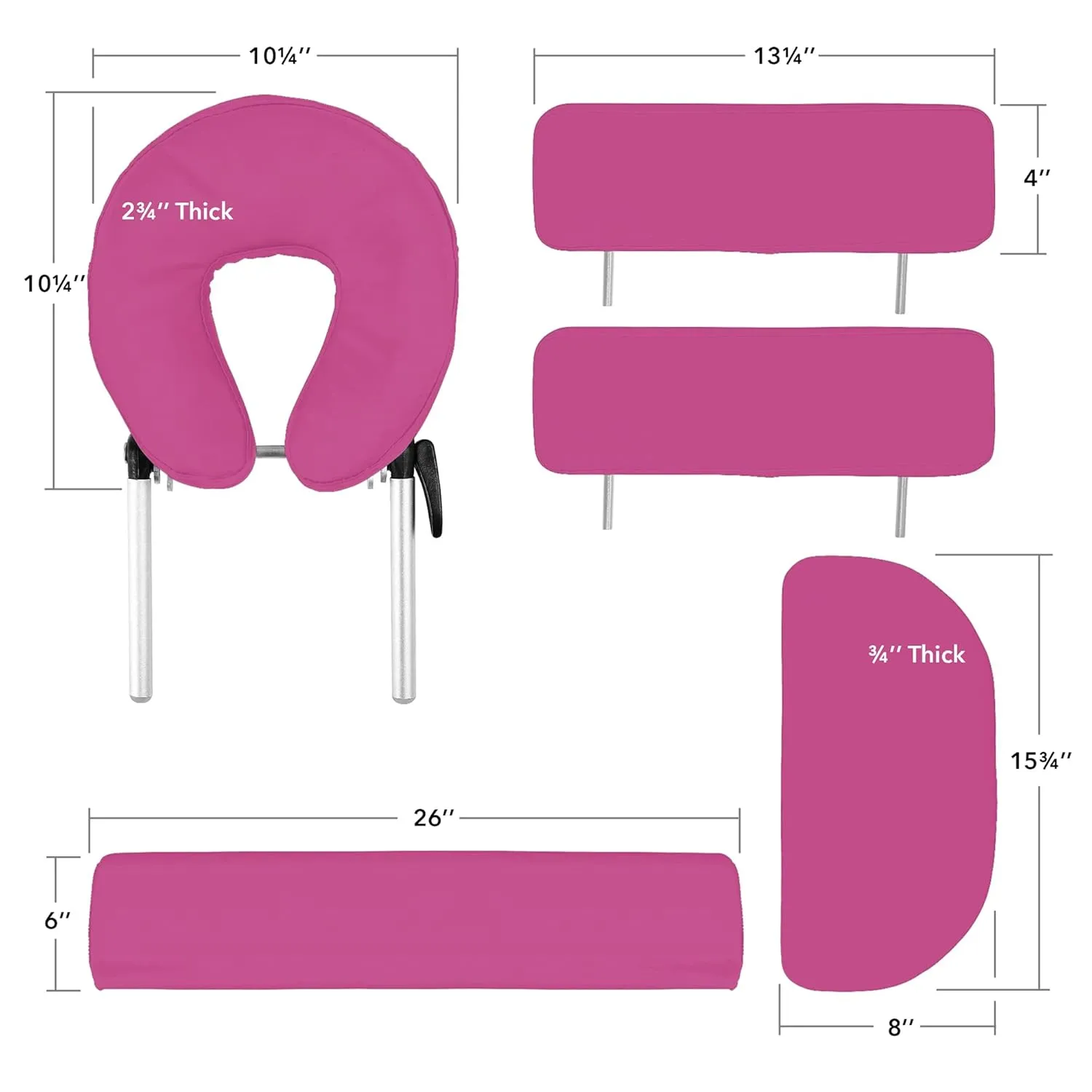 Saloniture Professional Portable Massage Table with Backrest - Hot Pink