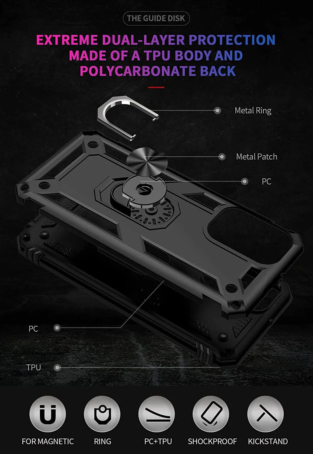 Samsung Galaxy A23 4G/5G Case Kickstand Ring Cover & Glass Screen Protector