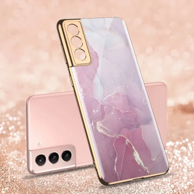 Samsung Galaxy S21 Ultra Plus S21 5G Case Plated 9H Ceramics Tempered Glass