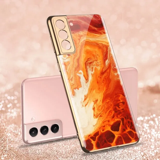 Samsung Galaxy S21 Ultra Plus S21 5G Case Plated 9H Ceramics Tempered Glass