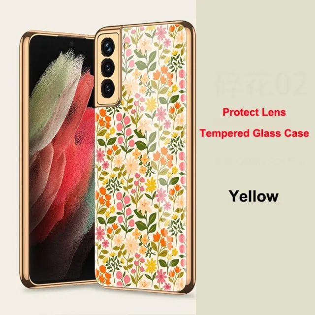 Samsung Galaxy S21 Ultra Plus S21 5G Case Plated 9H Ceramics Tempered Glass