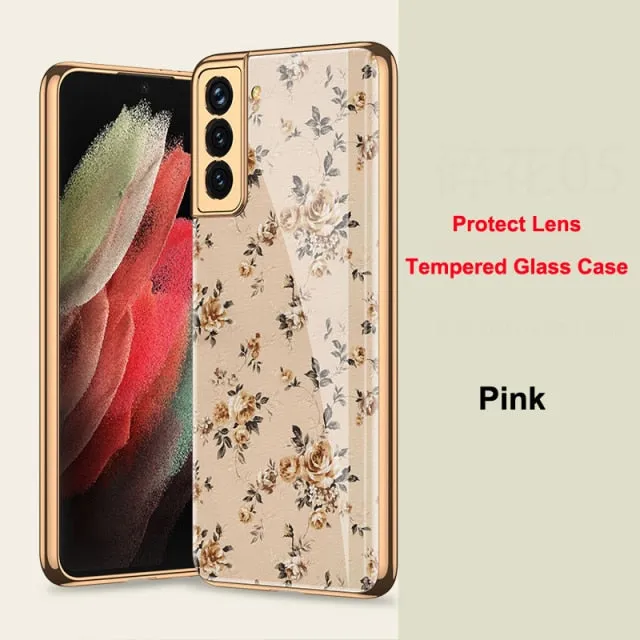 Samsung Galaxy S21 Ultra Plus S21 5G Case Plated 9H Ceramics Tempered Glass