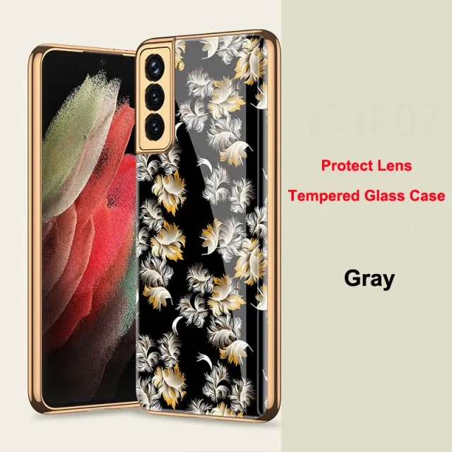 Samsung Galaxy S21 Ultra Plus S21 5G Case Plated 9H Ceramics Tempered Glass