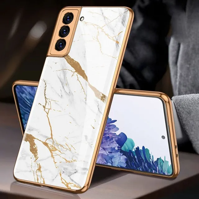 Samsung Galaxy S21 Ultra Plus S21 5G Case Plated 9H Ceramics Tempered Glass