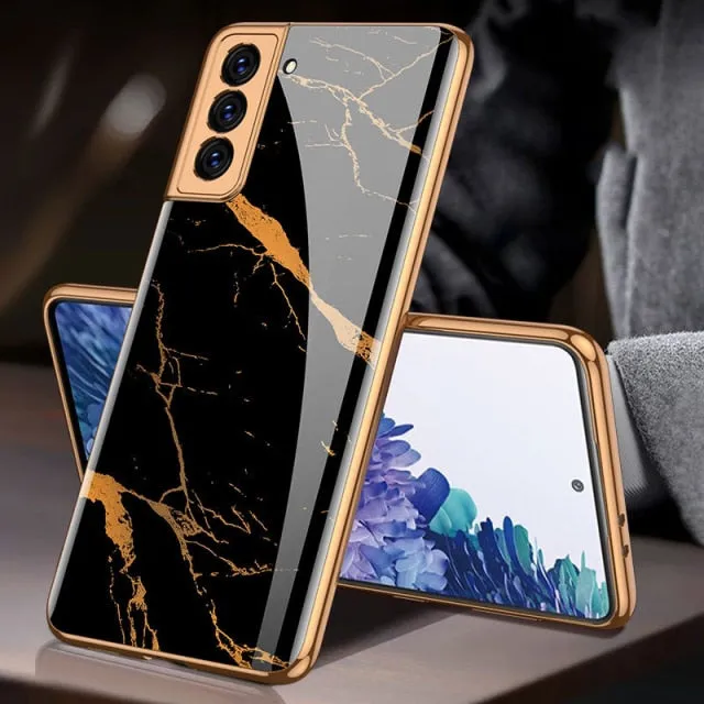 Samsung Galaxy S21 Ultra Plus S21 5G Case Plated 9H Ceramics Tempered Glass