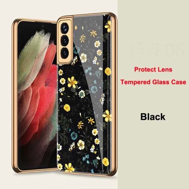 Samsung Galaxy S21 Ultra Plus S21 5G Case Plated 9H Ceramics Tempered Glass