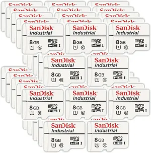SanDisk Industrial 8GB Micro SD Memory Card Class 10 UHS-I MicroSD (Bulk Pack) in Cases (SDSDQAF3-008G-I) Bundle with (1) Everything But Stromboli Card Reader (8GB, Pack of 50)