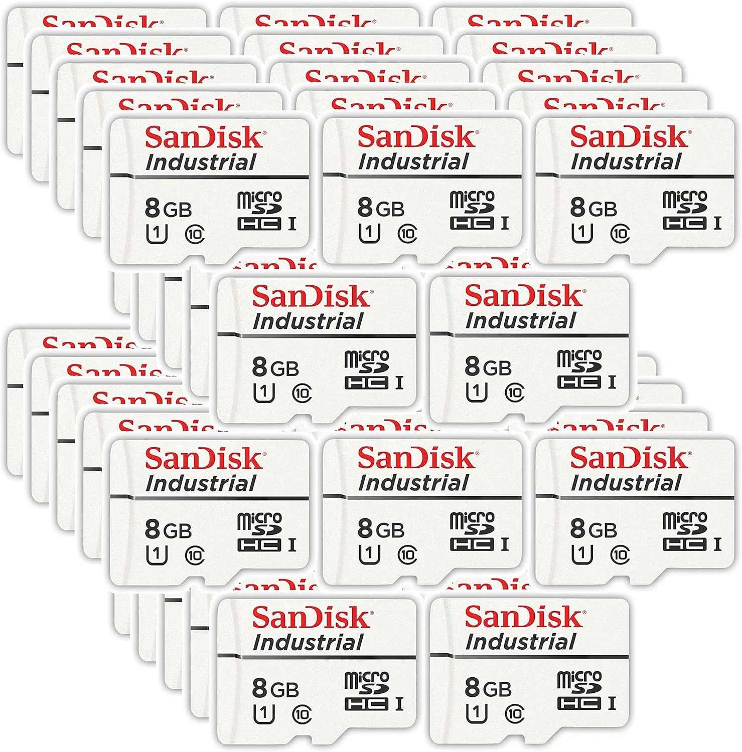 SanDisk Industrial 8GB Micro SD Memory Card Class 10 UHS-I MicroSD (Bulk Pack) in Cases (SDSDQAF3-008G-I) Bundle with (1) Everything But Stromboli Card Reader (8GB, Pack of 50)