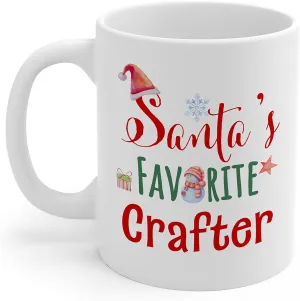 Santa's Favorite Crafter Mug Funny Christmas Xmas Birthday Gifts Leather Jewelry Woodcrater Lenscrafter Manager Coffee Cup Appreciation Thank You Party Decoration - 11oz
