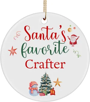 Santa's Favorite Crafter Ornament for Happy New Year Merry Xmas Leather Jewelry Woodcrater Lenscrafter Manager Party Decor Circle 2024 2025 2026