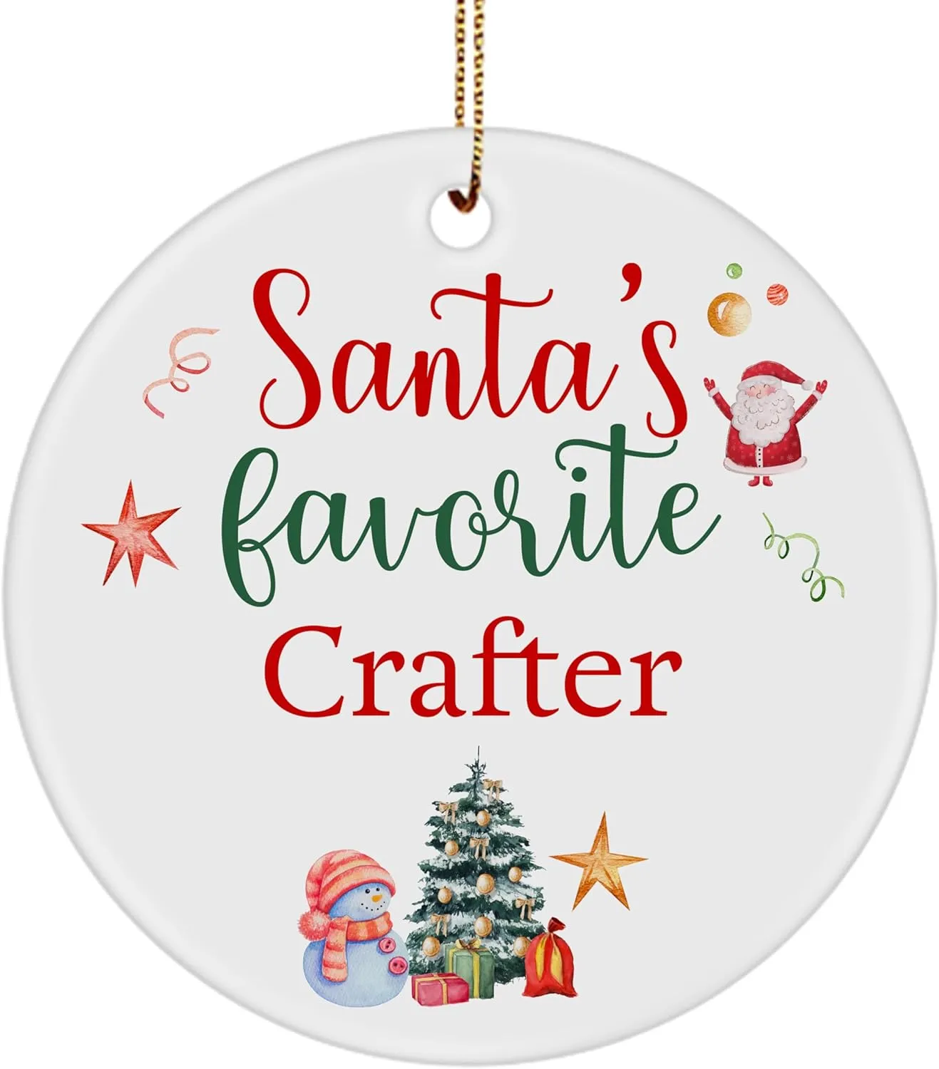 Santa's Favorite Crafter Ornament for Happy New Year Merry Xmas Leather Jewelry Woodcrater Lenscrafter Manager Party Decor Circle 2024 2025 2026