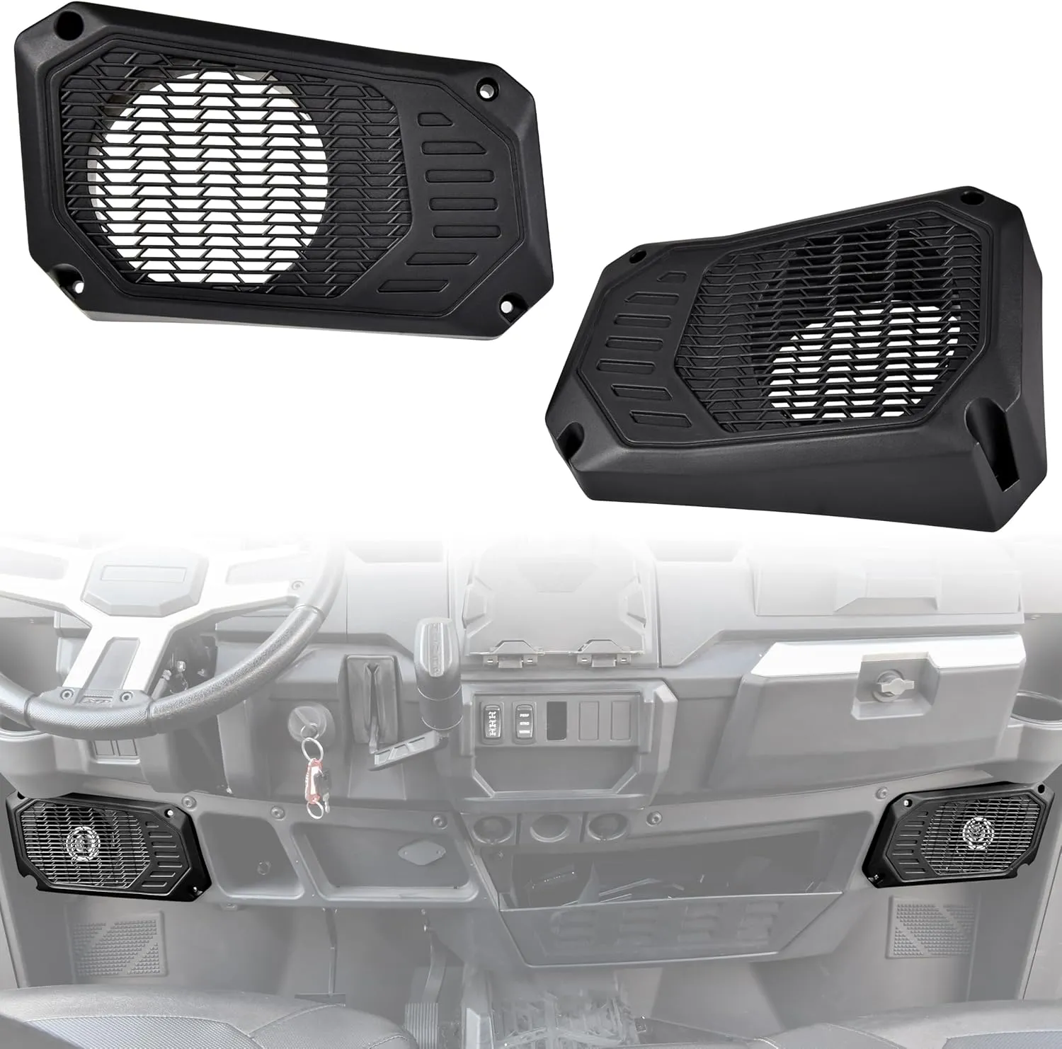 SAUTVS Under Dash Speaker Pods for Ranger 1000/XP 18-24, Under Dashboard Speaker Enclosures Pods Holders for Polaris Ranger XP 1000/Crew 2018-2024 Accessories(One Pair)