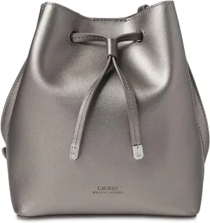 Save On Product Womens Designer Lauren Dryden Debby II Mini Leather Drawstring Handbag Pewter