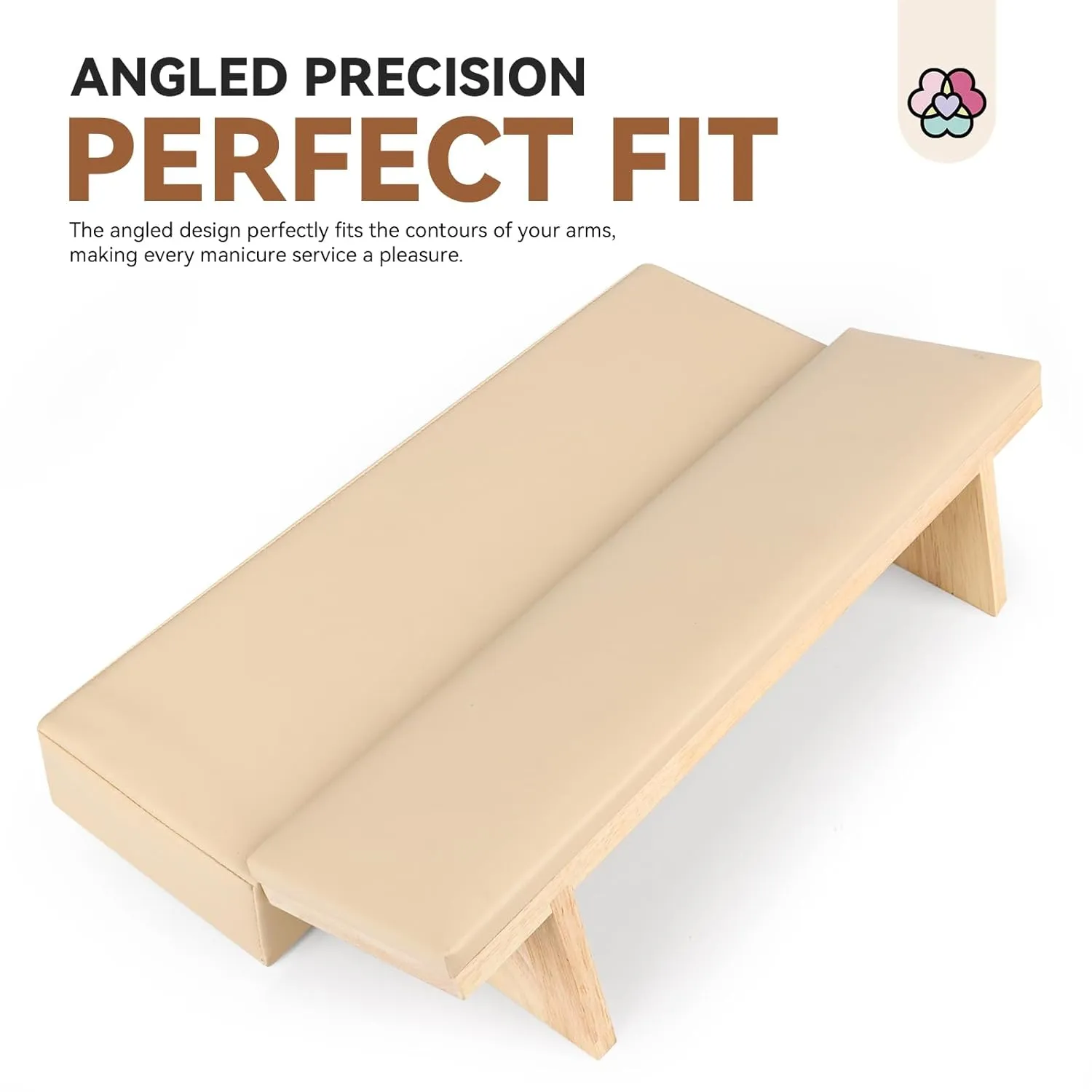 SAVILAND Hand Rest for Nails Tech: Soft Leather Nail Arm Rest with Soft Sponge Arm Rest Nail Tech for Arm Rest Solid Wood Hand Rest Supplies Manicure Pillow for Nail Tech Must Have Tool for Salon Home