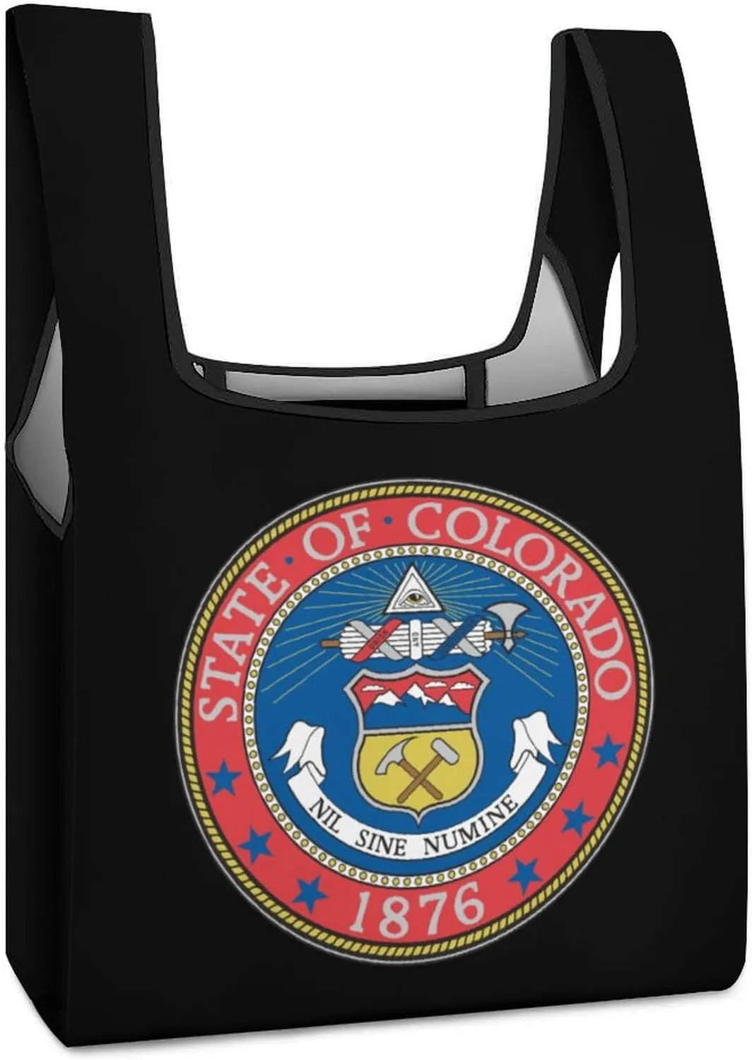 Seal of Colorado Novelty Reusable Grocery Bag Fold-able Shopping Bags Washable Tote Lightweight Storage Pouch with Handle