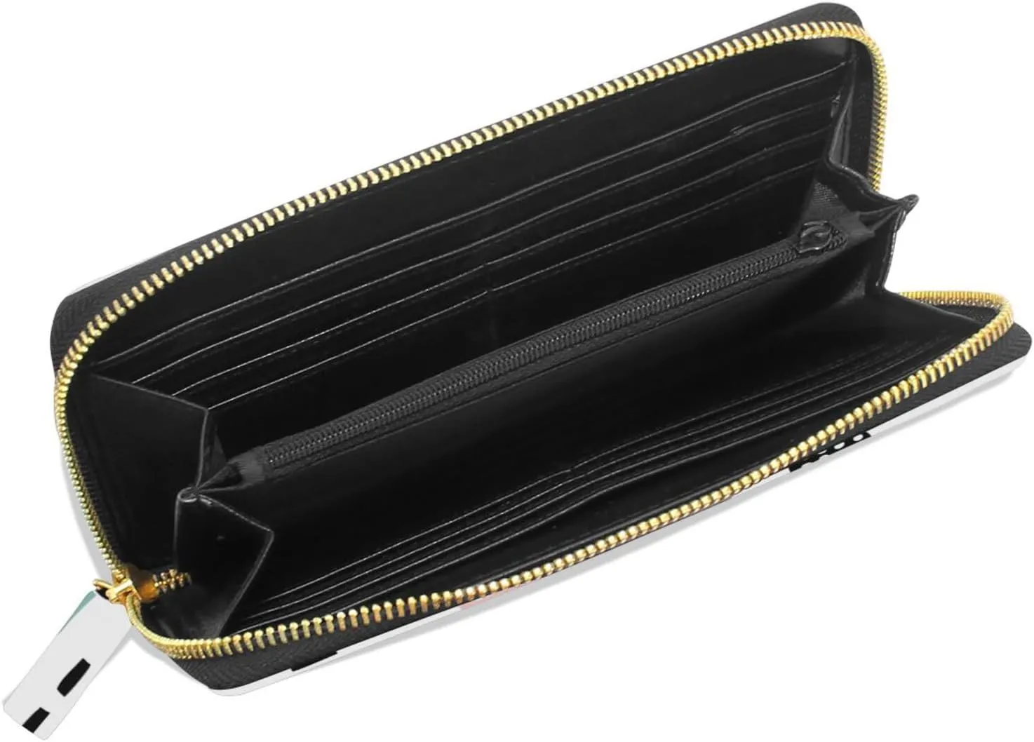 Seamless Cartoon Cars, Road Hatches, Zebra Crossing on White Leather Long Wallet Organizer with Zipper Purse Clutch Bag for Women Men Key Card Coin Passport Checkbook 8 x 4 inch