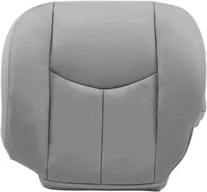 SecosAutoparts Driver Side Bottom Replacement Leather Seat Cover Gray# 922 Compatible with Chevy Silverado Sierra Tahoe Suburban Avalanche Yukon Yukon XL 2003 2004 2005 2006