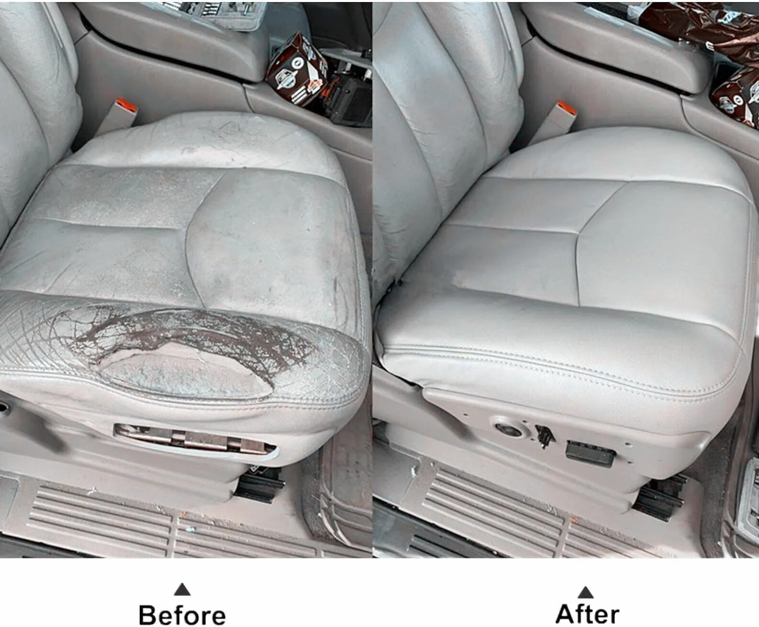 SecosAutoparts Driver Side Bottom Replacement Leather Seat Cover Gray# 922 Compatible with Chevy Silverado Sierra Tahoe Suburban Avalanche Yukon Yukon XL 2003 2004 2005 2006