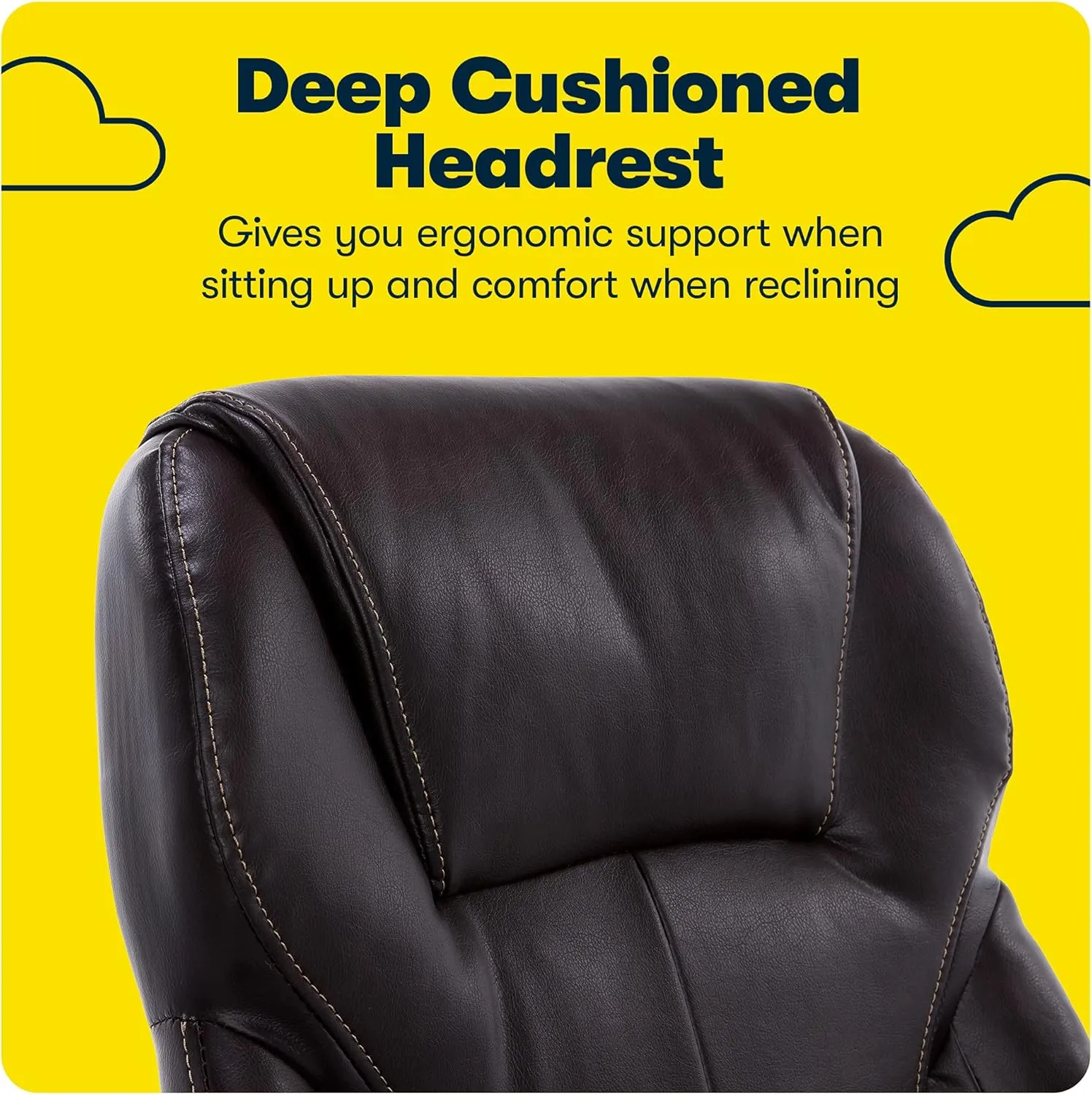 Serta Manager Office, Ergonomic Computer Chair with Layered Body Pillows Contoured Lumbar Zone, Faux Leather, Roasted Chestnut Brown