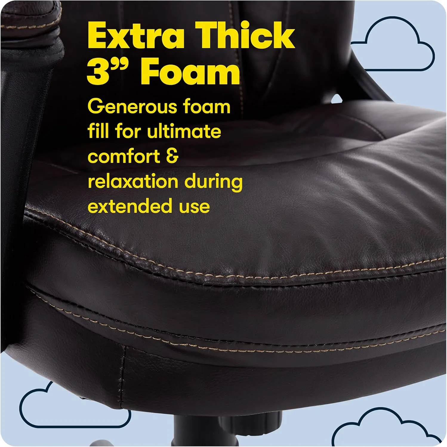 Serta Manager Office, Ergonomic Computer Chair with Layered Body Pillows Contoured Lumbar Zone, Faux Leather, Roasted Chestnut Brown