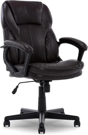 Serta Manager Office, Ergonomic Computer Chair with Layered Body Pillows Contoured Lumbar Zone, Faux Leather, Roasted Chestnut Brown