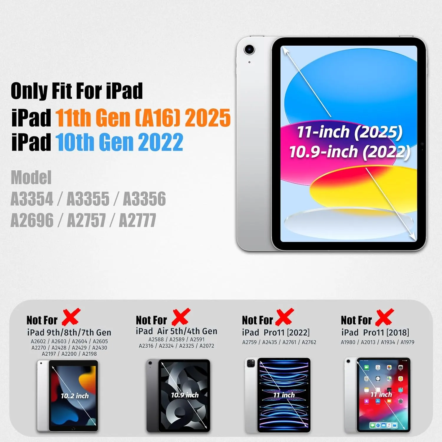 SEYMAC stock Case for iPad (A16) 11th/10th Generation 11''/10.9'' 2025/2022, Full-Body Drop Protection Case with Screen Protector &360° Rotate Hand Strap/Stand, Brightblue Black