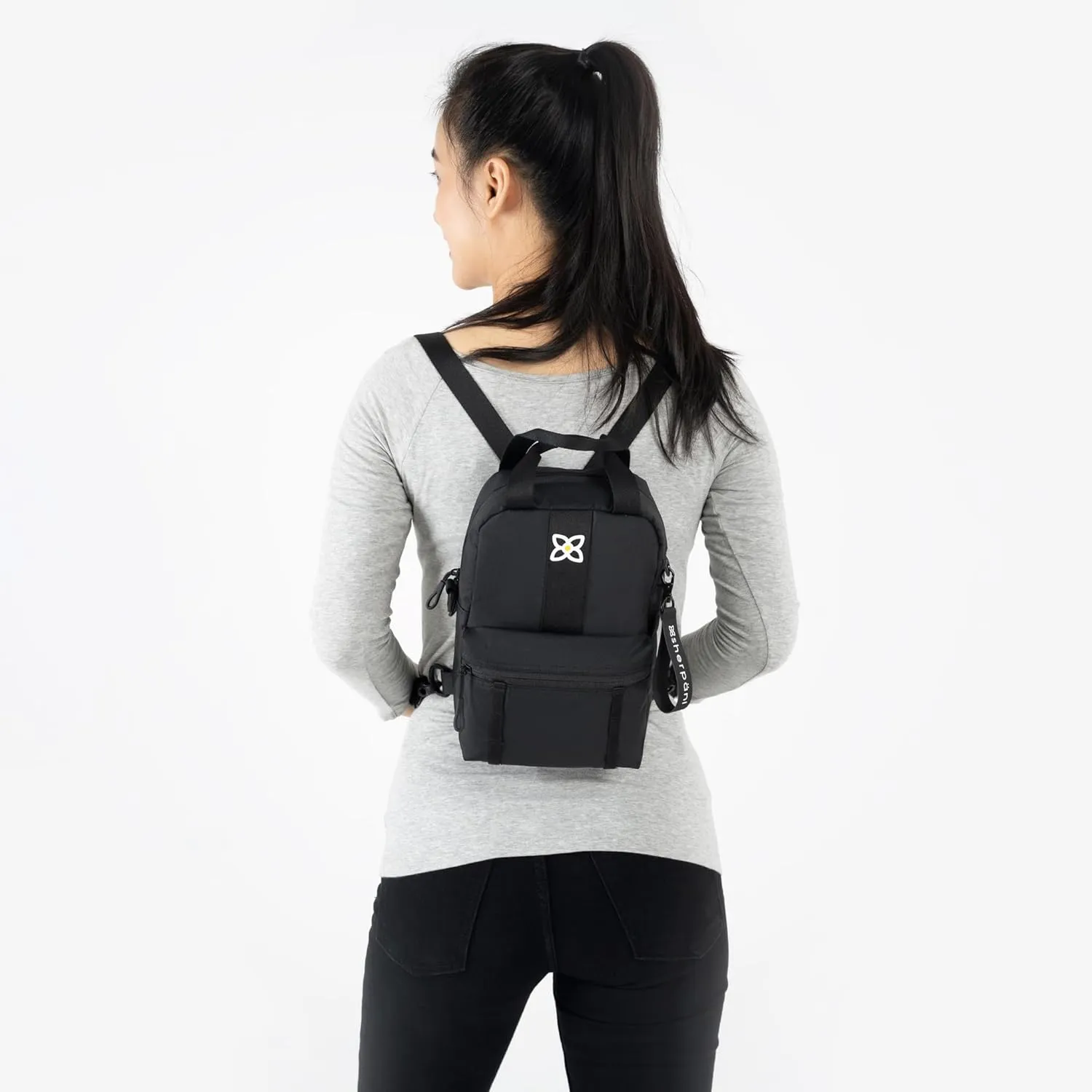 Sherpani Logan, Mini Backpack for Women, Travel Backpack Purse, Nylon Tote Bag for Women, RFID Protection (Raven)