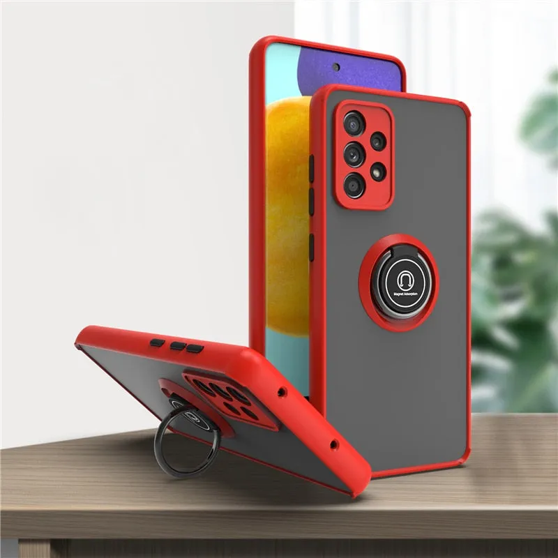 Shockproof Magnetic Case For Samsung With Ring Holder Kickstand