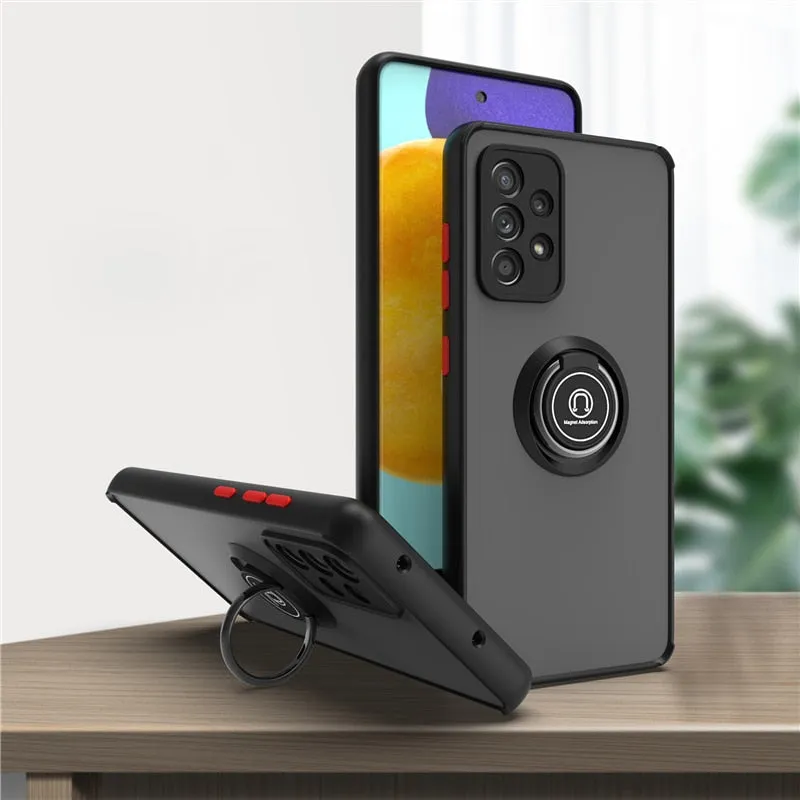 Shockproof Magnetic Case For Samsung With Ring Holder Kickstand