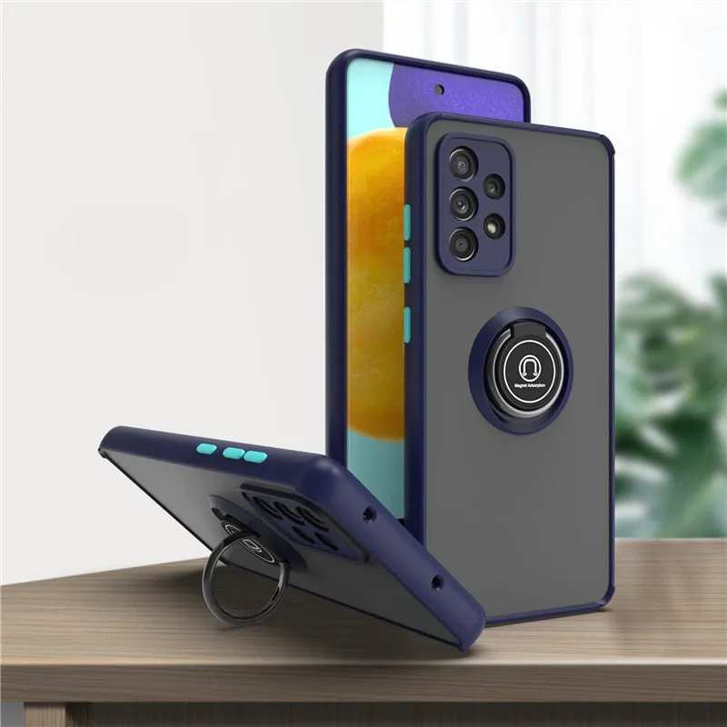 Shockproof Magnetic Case For Samsung With Ring Holder Kickstand