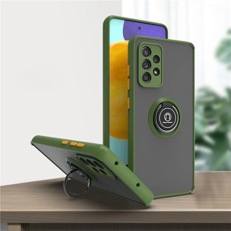 Shockproof Magnetic Case For Samsung With Ring Holder Kickstand