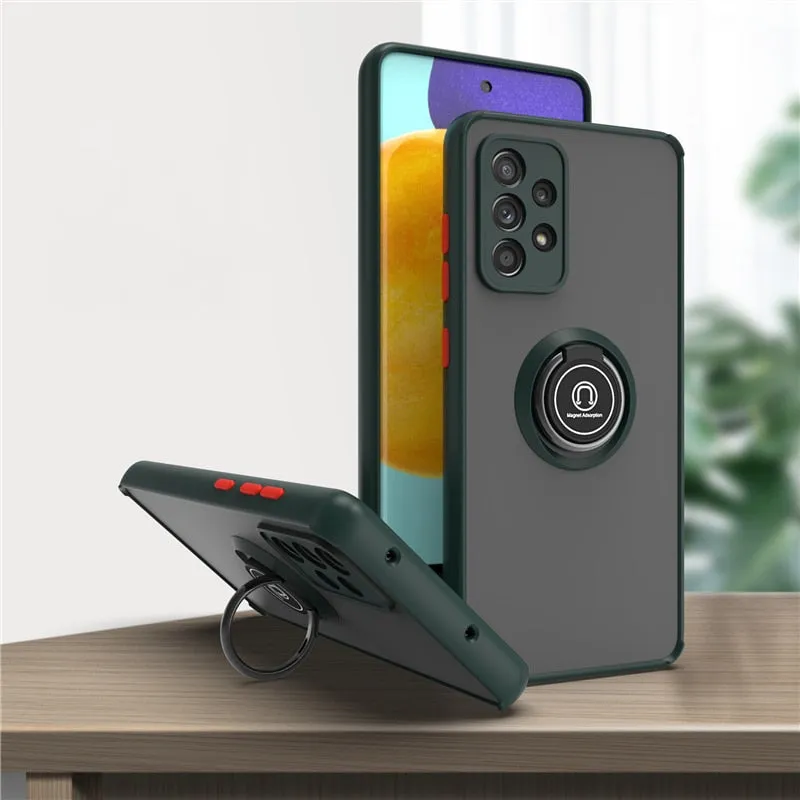 Shockproof Magnetic Case For Samsung With Ring Holder Kickstand